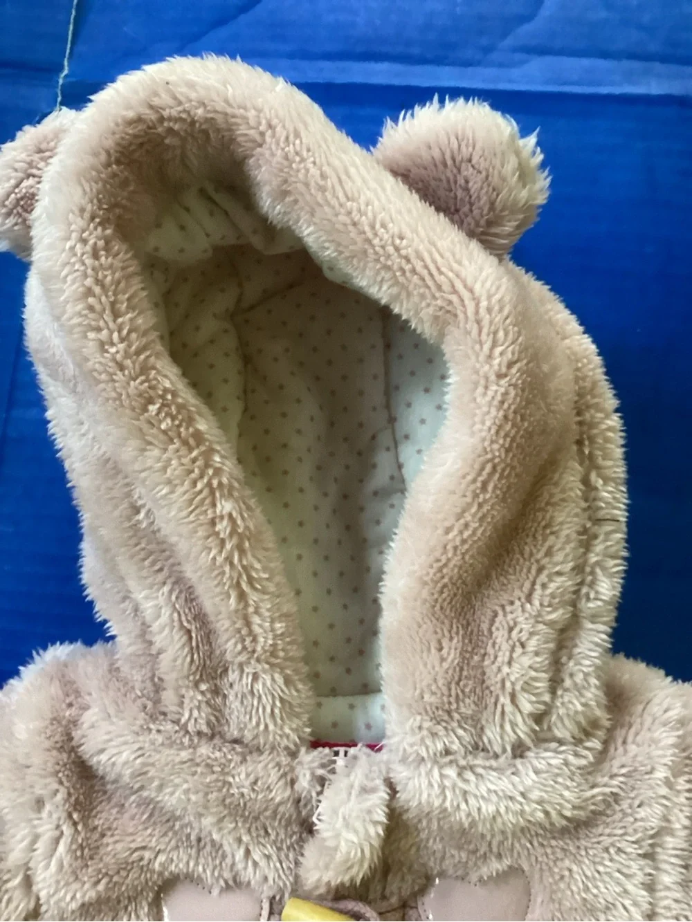 Wippette Plush Bear Hooded Footie in Light pink, size 0/3 months